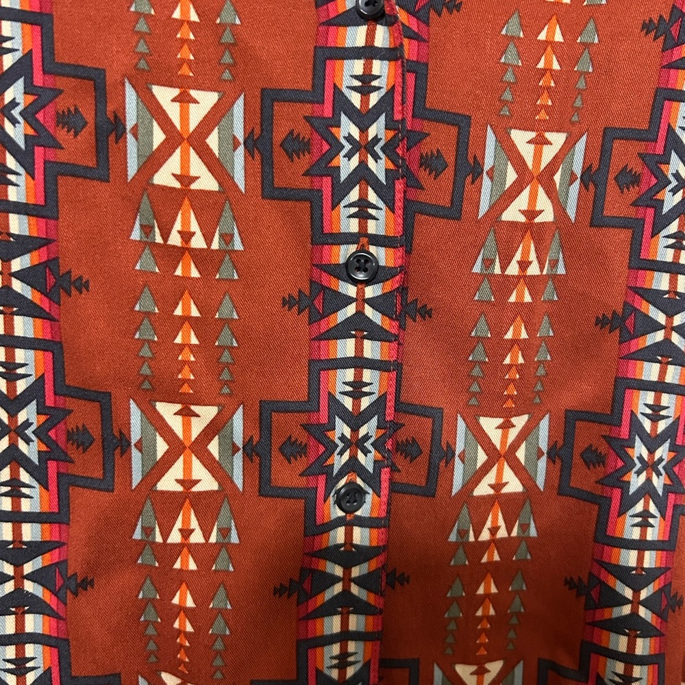 Pendleton Men's Rust Geometric Button Down Shirt - image 4